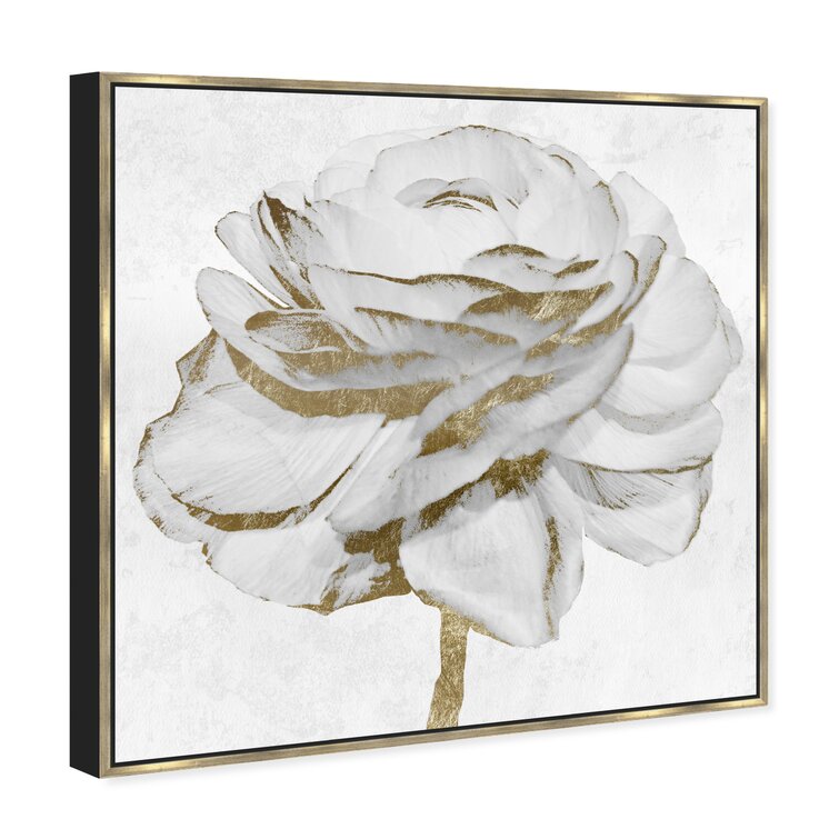 Signature White Gold Peony Framed On Canvas by Oliver Gal Print